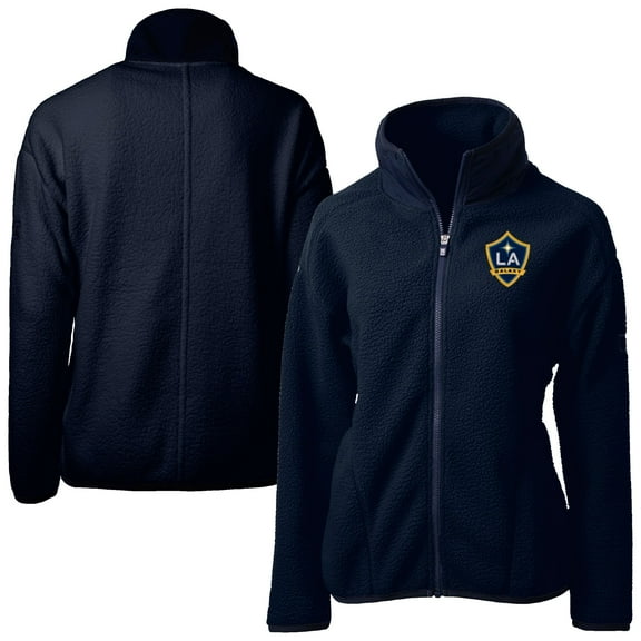 Women's Cutter & Buck Navy LA Galaxy Cascade Eco Fleece Full-Zip Jacket