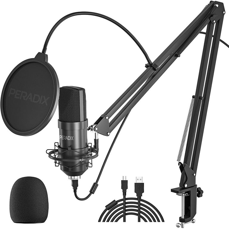 Podcast Microphone Professional 192Khz/24Bit USB Condenser Cardioid PC Mic,  Reco