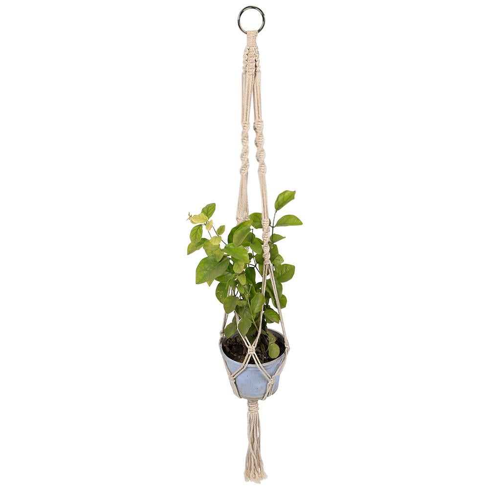 Topeakmart Indoor Outdoor Plant Hanger Cotton Rope Hanging Planter Basket Beige by Topeakmart