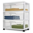 thumbnail image 6 of Sterilite Wide 3 Drawer Storage with Wheels, Plastic Rolling Organization Cart, White Frame, 6 of 6