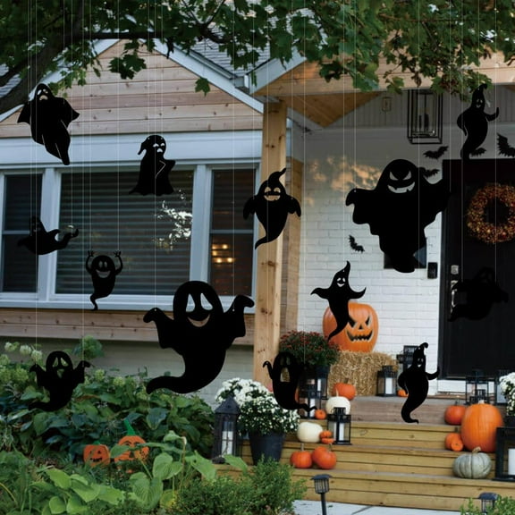 Halloween Hanging Ghost Decoration, 12 Pieces 3D Realistic Scary Hanging Flying Ghost for Yard Sign Outdoor Indoor Lawn Decorations,Flying Plastic Ghost Porch Decor