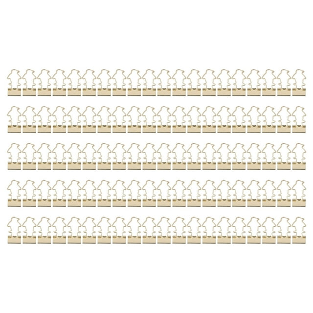 100 clips de carpeta con forma de animal, abrazaderas de papel de metal para oficina, escuela, suministros para el hogar, pingüino dorado
