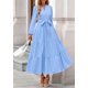 thumbnail image 4 of Vestido Maxi PRETTYGARDEN con Cuello en V, Manga Larga y Cinturón Talla M, 4 of 8