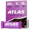 Atlas Protein Bar, Dark Chocolate Almond, 20g Protein, 1g Sugar, 0g Seed Oil, 12-Pack