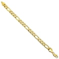 thumbnail image 3 of 9mm Diamond-Cut 14k Yellow Gold Plated Flat Figaro Chain Bracelet, 7 inches, 3 of 7