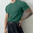 thumbnail image 5 of INCERUN Mens O-Neck Short Sleeve Solid Rib-Knit T-Shirt Casual Fitness Tops Shirt, 5 of 6