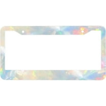 Opal Gemstone Texture License Plate Frames - License Plate Covers, 2 Packs Universal Aluminum Tag Frame for Front and Rear Car Tags