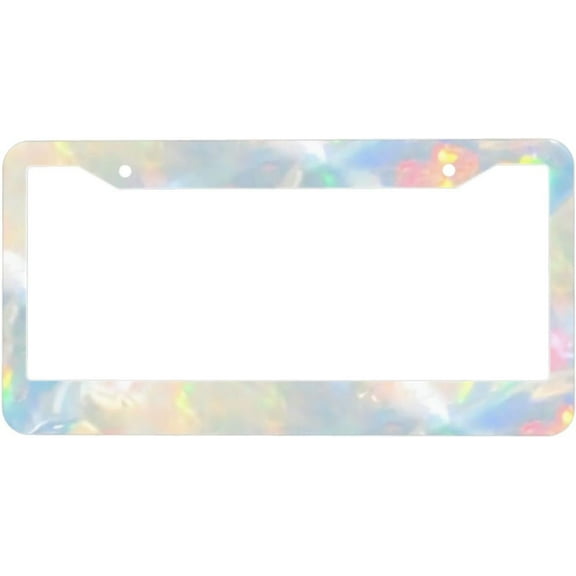 Opal Gemstone Texture License Plate Frames - License Plate Covers, 2 Packs Universal Aluminum Tag Frame for Front and Rear Car Tags