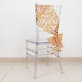 Efavormart 5-Pack Black Gold Wave Embroidered Sequin Chair Sashes - Sparkly Wedding & Event Decor