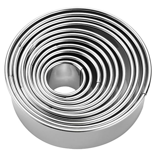 Molde Para Fondant De Acero Inoxidable Circular Redondo Con Borde Rizado De Doble Capa Para Postres Y Pasteles En Forma De Cortador De Rosquillas, Anillo De Pastel De Mousse 12 Piezas 2 Piezas Yuarrent HA016025-00
