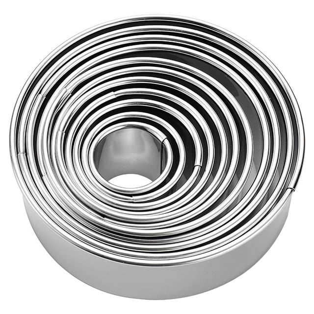 Toystoory 12 piezas de molde para fondant de acero inoxidable circular con borde rizado de doble capa para postres y pasteles en forma de molde de Utensilios de cocina Toystoory HA016025-00