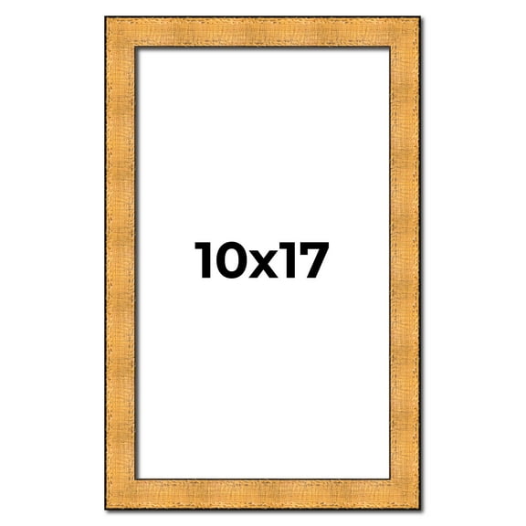 10x17 Frame Gold Rustic Solid Wood Picture Frame | 1.25 Inch Wide Moulding | Rustique Gold
