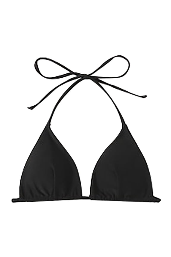 Women'S Swimwear String Bikini Top Padded Halter Swimsuit Top Triangle Bathing Suits Tops S Black