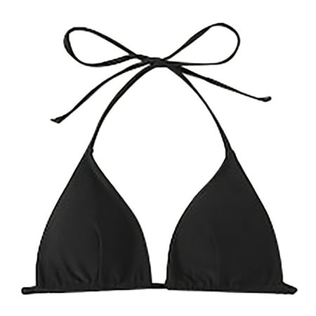 Quealent Women Underwire Bikini Top Only Push Up Swim Top Bra Swimsuit Tops Padded Bathing Suit Top (Black S)