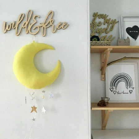 Home Household Wall Backdrop Hanging Moon Stars Stuffed Decoration for Baby Kids Bedroom Scene Stage Property Children Theme Photo Plush Props