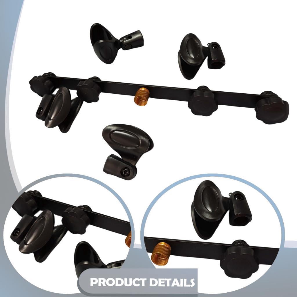 MERIGLARE Microphone Stand Mic Mount Bar Microphone Holder Bracket Multi Mic Display Stand Dynamic Microphone Organizer PP Material Suitable for Studio Performances Group Recording 4 clip
