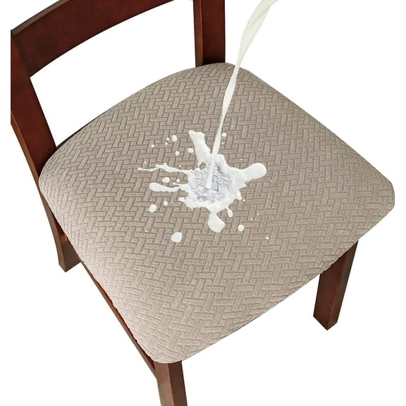 4 Pack Khaki Dining Room Chair Covers, Waterproof Dining Chair Seat Covers for Kitchen, Dining Room