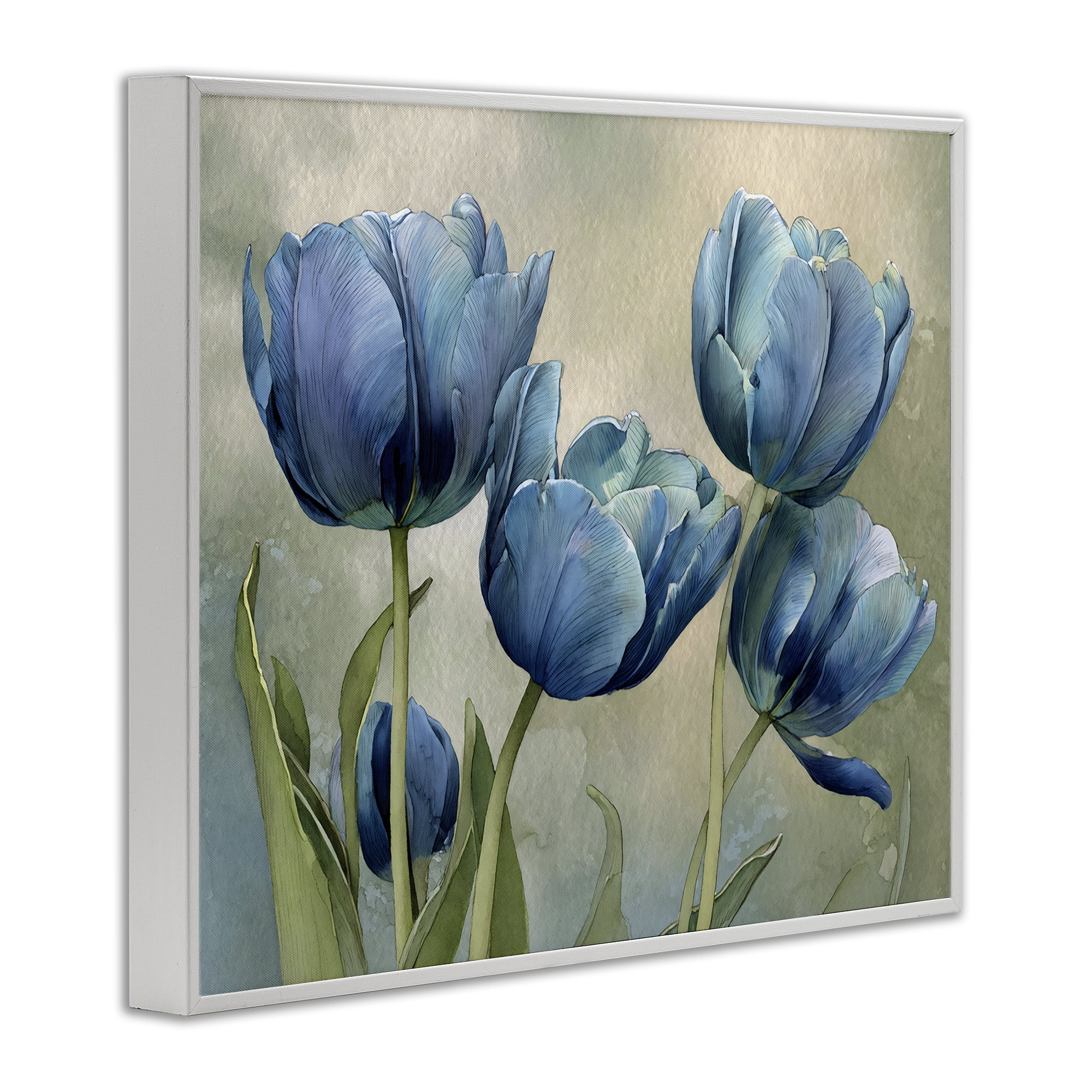 Stupell Industries Drawn Blue Tulip Flowers White Framed Giclee Art, design by Franklyn Gregory
