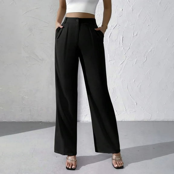 Women's Pants Women'S Suit Pants Elegant Solid Color High Hanging Wide Leg Pants Straight Leg Pants,Black Women's Casual Pants XXL