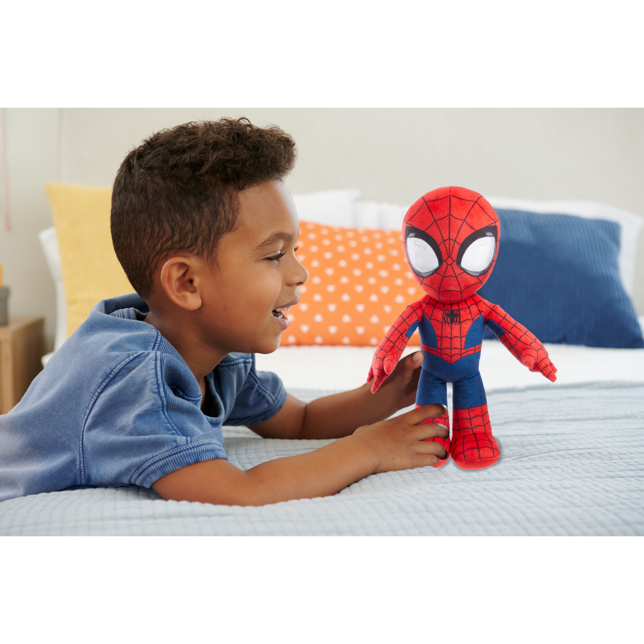 Marvel Plush Talkers Spider-Man Soft Toy, 11.75-Inch Collectible Figure with Sounds & Phrases