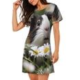 thumbnail image 2 of Fotbe Daisy Guinea Pig Bata de Dormir para Mujer con Estampado, Camisón de Algodón de Manga Corta, Ropa de Dormir Casual, 2 of 6