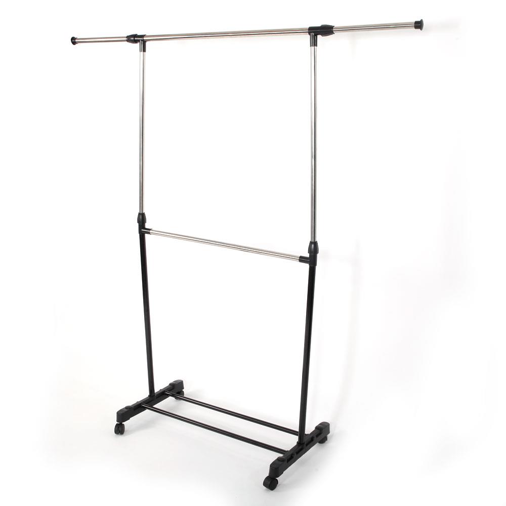 Ktaxon Adjustable Rolling Clothes Rack Single Rail Hanging Garment Bar