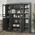 thumbnail image 2 of Palace Imports 100% Solid Wood Kitchen Pantry Storage Cabinet with Glass Doors and Adjustable Shelves, Gray, 2 of 6