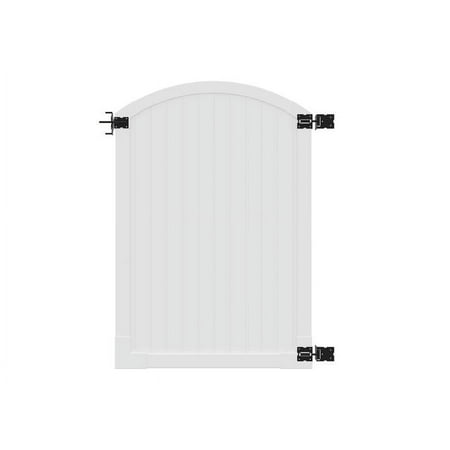 4ft x 6ft Premium Vinyl Arched Top Gate with Powder Coated Stainless Steel Hardware