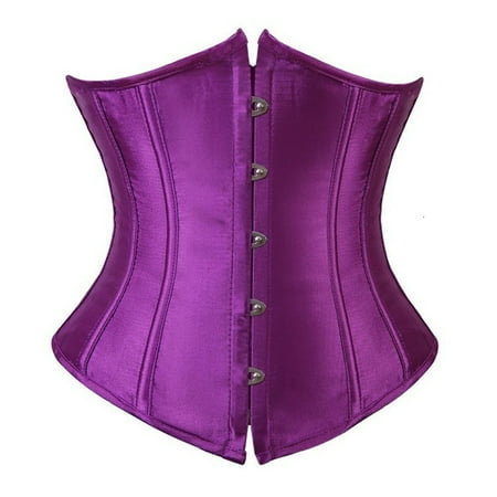 CHCNHAC Lace Corset Tops for Women Waist Training Corset Lingerie Vintage Satin Lace Waist Cincher Plus Size Boned Cosplay Outfits Purple 3XL