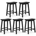 thumbnail image 1 of PJ Wood Classic Saddle Seat 24'' Kitchen Bar Counter Stool, Black (5 Pack), 1 of 12