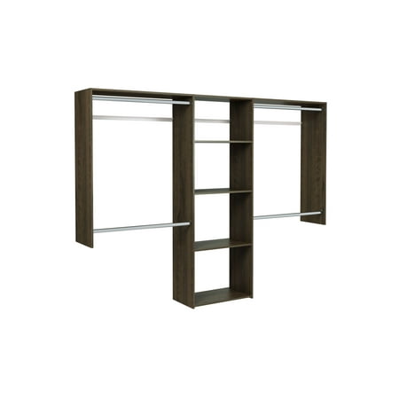 Easy Track - Deluxe Starter Closet Storage Organizer System with Shelves - Truffle