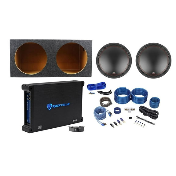 (2) MTX 5515-22 15" 1600w Car Subwoofers Sealed Sub Box Mono Amplifier Amp Kit