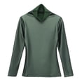 thumbnail image 4 of MIASHUI Autumn Winter Lined Thick Leather High Neck&nbsp;Thermal Underwear&nbsp;Top Base Layer Long Sleeve Shirt Small Blouse Green,M, 4 of 4