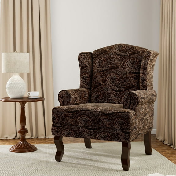 DREAMSIDEA Wingback Accent Chair High Back Accent Armchair for Living Room,Single Upholstered Chairs Reading Chair-Cranberry