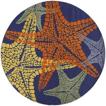 Nourison Aloha Indoor/Outdoor Blue Multicolor 5'3" x Round Area Rug (5 Round)