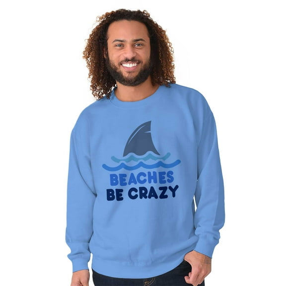 Beaches Be Crazy Funny Swimming Shark Unisex Plus Fleece Graphic Sweatshirt Brisco Brands 2X