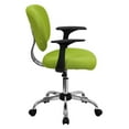 thumbnail image 2 of Mid-Back Apple Green Mesh Padded Swivel Task Chair with Chrome Base and Arms, 2 of 6