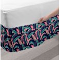 thumbnail image 2 of Tropical Bed Skirt, Hawaiian Exotic Banana Leaves Pattern, Elastic Bedskirt Dust Ruffle Wrap Around for Bedding Decor, 4 Sizes, Dark Lavender Pale Pink, by Ambesonne, 2 of 2