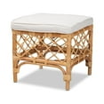 thumbnail image 2 of Baxton Studio Orchard Modern Bohemian White Fabric Upholstered and Natural Brown Rattan Ottoman, 2 of 6