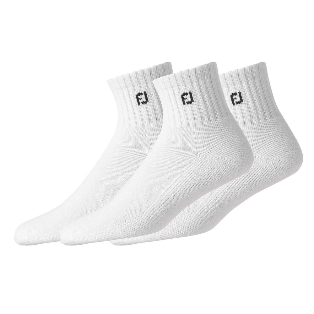 FootJoy FootJoy Men's ComfortSof Quarter Golf Socks 3 Pack (White, 7