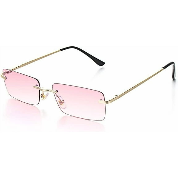 Mewfacos Retro Rectangle Sunglasses Rimless Ultralight UV400 Vintage Sunglasses Frameless Sunglasses Eyewear Fashion Accessory