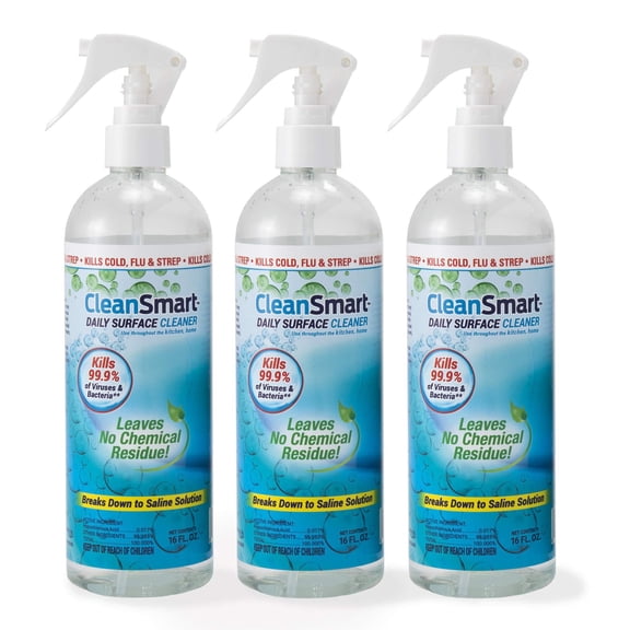 CleanSmart Daily Surface Spray Disinfectant, Kills 99.9% of Viruses, Bacteria, Mold & Fungus, 16 oz Bottle (Pack of 3)