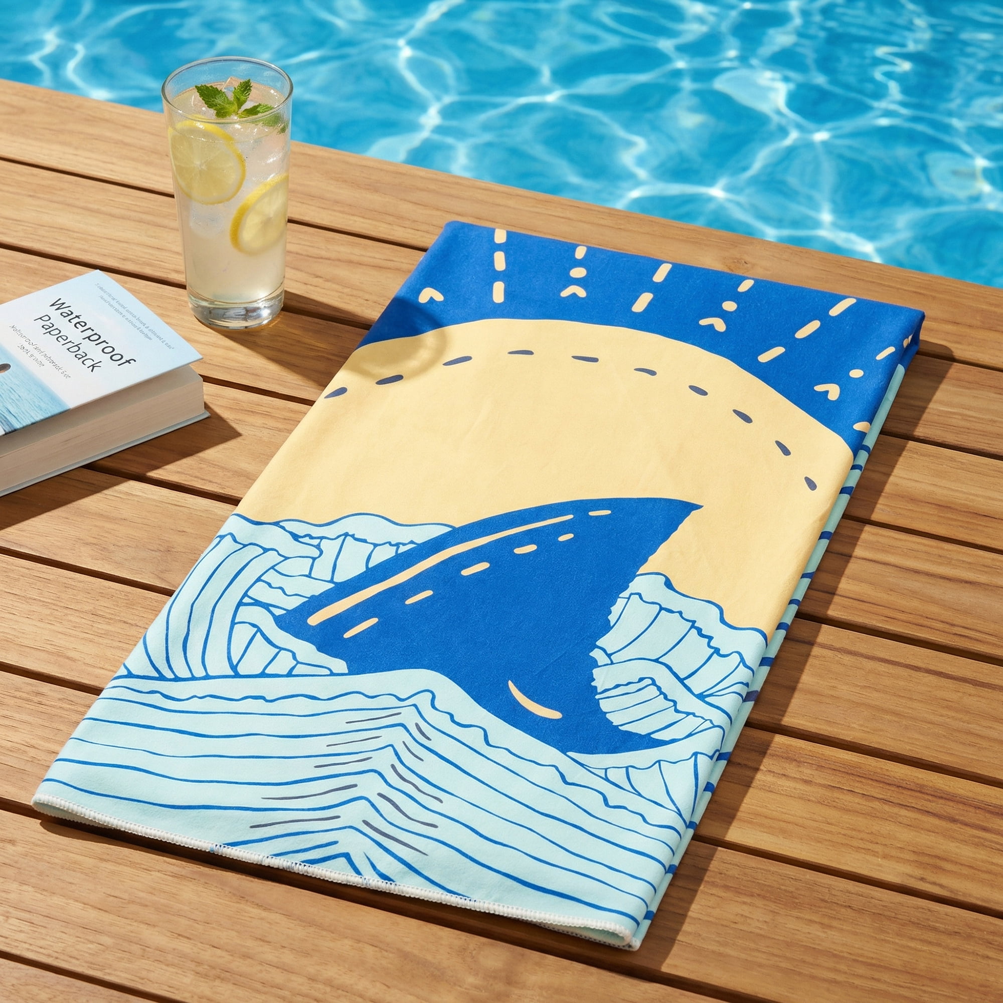 Unique Bargains Sand Free Absorbent Dolphin Print Beach Towel Navy Blue 63" x 31"