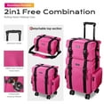 thumbnail image 2 of Byootique Deep Pink 2in1 Rolling Makeup Case Soft Sided Cosmetic Organizer 1680D, 2 of 10