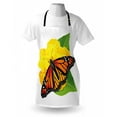 thumbnail image 4 of Butterfly Apron, Monarch Breed Moth Insect Flower Leaves, Unisex Kitchen Bib with Adjustable Neck for Cooking Gardening, Adult Size, Yellow Green Orange, by Ambesonne, 4 of 4