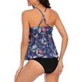 thumbnail image 3 of WREESH Womens Tankini Swimsuit Fashion Bikini Set Swimsuit Two Piece Filled Solid Swimwear Beachwear Beach Bathing Suit Dark Blue, 3 of 5