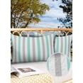 thumbnail image 3 of Outdoor Waterproof Throw Pillow Covers Set of 2 Teal Grey Stripes Decorative Pillowcases Lumbar Outdoor Pillows Cushion Case 20x12 Inch Lines Striped Patio Pillows for Couch Sofa Bed Garden, 3 of 9