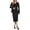 Black, variant on Women’S 2-Piece Business Casual Outfit Set, Long Sleeve Open Front Blazer Cardigan With High Waist Pencil Midi Skirt, Soft Wrinkle-Resistant Polyester Fabric, 2pcs, Sizes S M L XL XXL