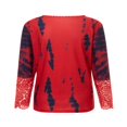 thumbnail image 4 of Womens Henley T Shirts Casual Lace Long Sleeve Patchwork Button Down Ribbed Slim Fit Tops Blue L, 4 of 9