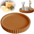 thumbnail image 2 of MOPOOR Round Beige Silicone Decorative Bathroom Vanity Tray 9 Inch, Counter Tray for Bathroom Countertop Perfume Holder Dresser Organizer Coffee Table Candle, Non-Slip Durable for Home Use, 2 of 7